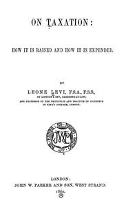 Cover of: On taxation by Leone Levi