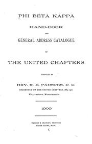 Cover of: Phi Beta Kappa hand-book and general address catalogue of the united chapters by Phi Beta Kappa.