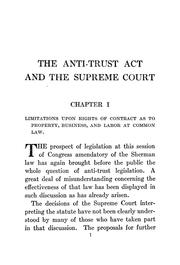 Cover of: The Anti-trust act and the Supreme Court.