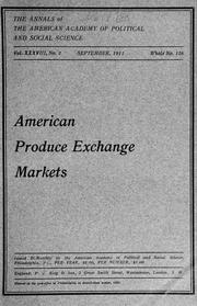 Cover of: American produce exchange markets ... by American Academy of Political and Social Science.