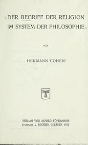 Cover of: Der Begriff der Religion im System der Philosophie