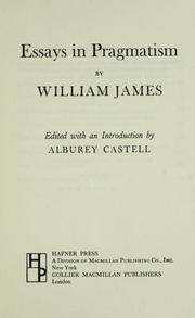 Cover of: Essays in pragmatism. by William James
