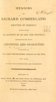 Cover of: Memoirs of Richard Cumberland.