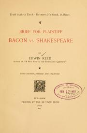 Cover of: Brief for plaintiff: Bacon vs. Shakespeare by Edwin Reed