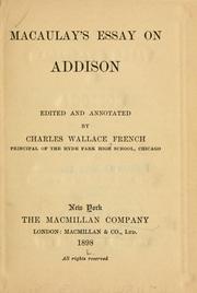 Cover of: Macaulay's essay on Addison