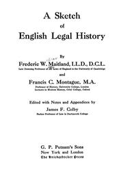 Cover of: A sketch of English legal history