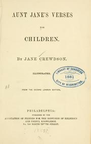 Cover of: Aunt Jane's verses for children.