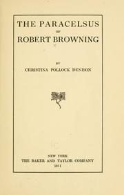 Cover of: The Paracelsus of Robert Browning