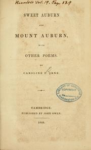 Cover of: Sweet Auburn and Mount Auburn: with other poems.