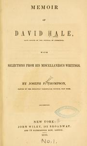 Memoir of David Hale by Hale, David