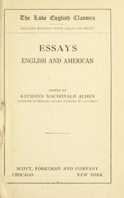 Cover of: Essays, English and American by Raymond Macdonald Alden