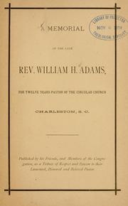 Cover of: A Memorial of the late Rev. William H. Adams by 
