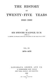 Cover of: The history of twenty-five years