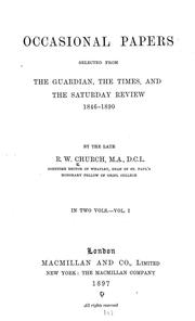 Cover of: Occasional papers: selected from the Guardian, the Times, and the Saturday review, 1846-1890