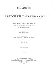 Cover of: Memoirs of the Prince de Talleyrand.