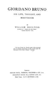 Cover of: Giordano Bruno by William Boulting