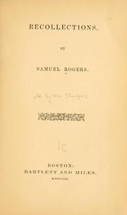 Cover of: Recollections. by Samuel Rogers