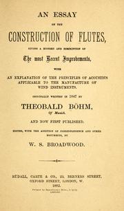 Cover of: An essay on the construction of flutes by Theobald Böhm