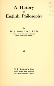Cover of: A history of English philosophy