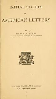 Initial Studies in American Letters by Henry A. Beers