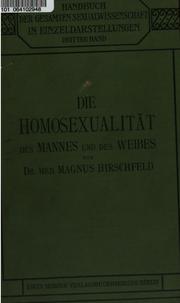 Cover of: Die Homosexualität des Mannes und des Weibes