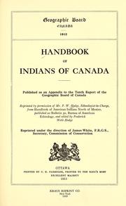 Cover of: Handbook of Indians of Canada.