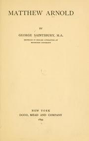 Cover of: Matthew Arnold by Saintsbury, George