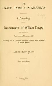 Cover of: The Knapp family in America by Arthur Mason Knapp