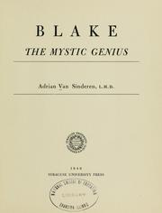 Cover of: Blake by Adrian Van Sinderen