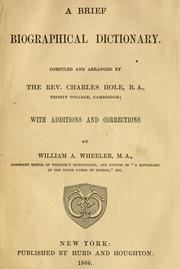 Cover of: A brief biographical dictionary. by Charles Hole