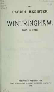 The parish register of Wintringham by Wintringham, Eng. (Parish)