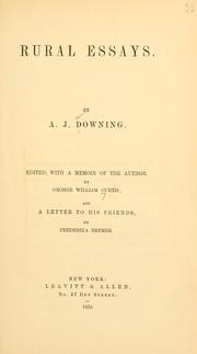 Cover of: Rural essays. by A. J. Downing