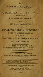 Cover of: The Newengland farmer, or, Georgical dictionary by Deane, Samuel