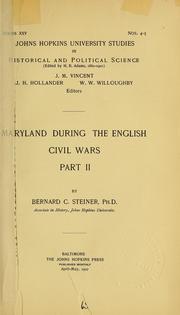 Cover of: Maryland during the English civil wars.
