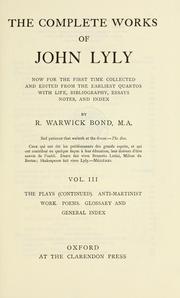 Cover of: The complete works of John Lyly