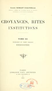 Cover of: Croyances, rites, institutions