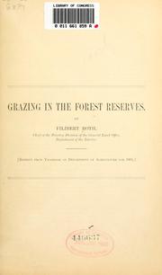 Cover of: Grazing in the forest reserves.