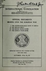Cover of: Official documents bearing upon the European war. by American Association for International Conciliation.