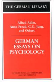 Cover of: German Essays on Psychology (The German Library, V. 62)