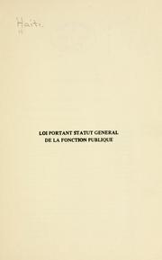 Cover of: Loi portant statut général de la fonction publique