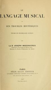 Cover of: Le langage musical et ses troubles hsytériques [!] by José Ingenieros
