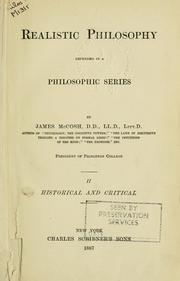 Cover of: Realistic philosophy defended in a philosophic series.