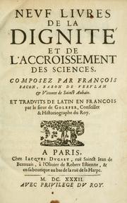Cover of: Nevf livres de la dignité et de l'accroissement des sciences. by Francis Bacon