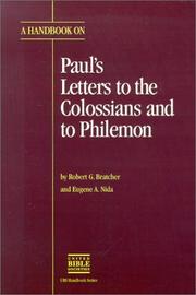 Cover of: A handbook on Paul's letters to the Colossians and to Philemon