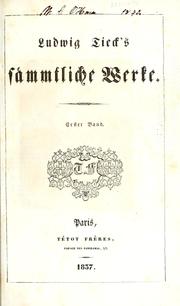 Cover of: Ludwig Tieck's sämmtliche werke.