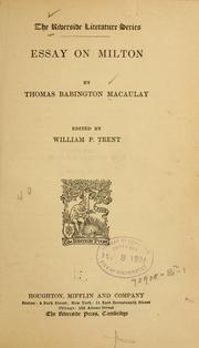 Cover of: Essay on Milton