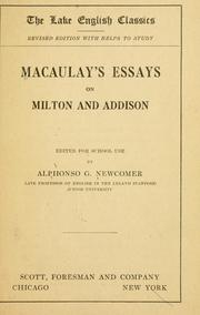 Cover of: Macaulay's essays on Milton and Addison by Thomas Babington Macaulay