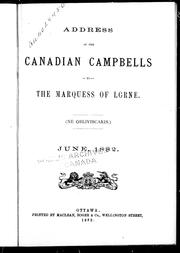 Cover of: Address of the Canadian Campbells to the Marquess of Lorne