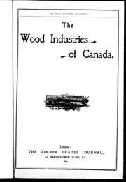 Cover of: The wood industries of Canada by 