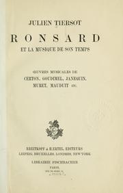 Cover of: Ronsard et la musique de son temps by Julien Tiersot